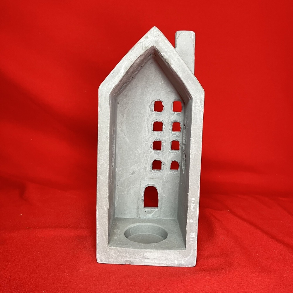Medium 8" Tea Light Concrete Building / House Modern Cement Decorative /Flaws #2 - Picture 7 of 16